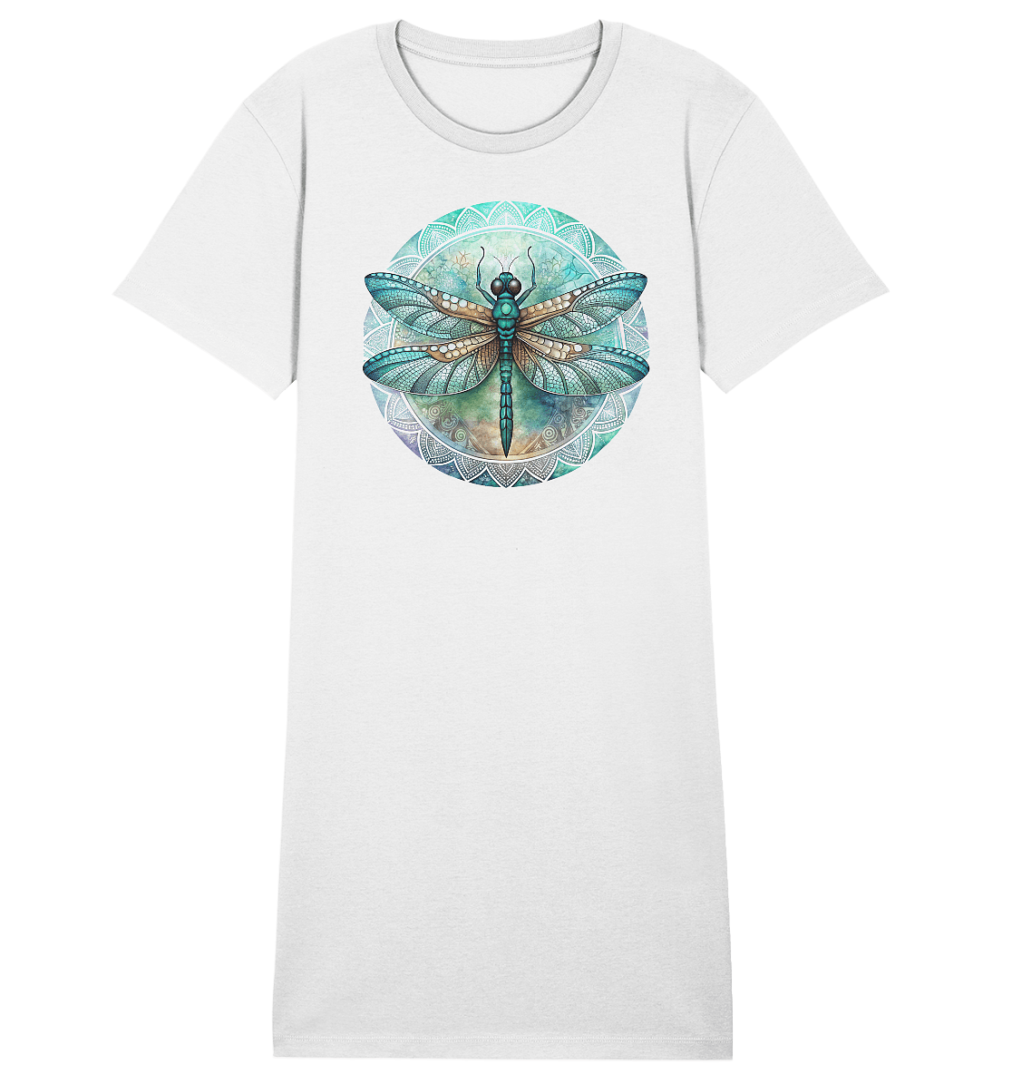 Libelle grün Mandala - Ladies Organic Shirt Dress - ArtfulShenwyn