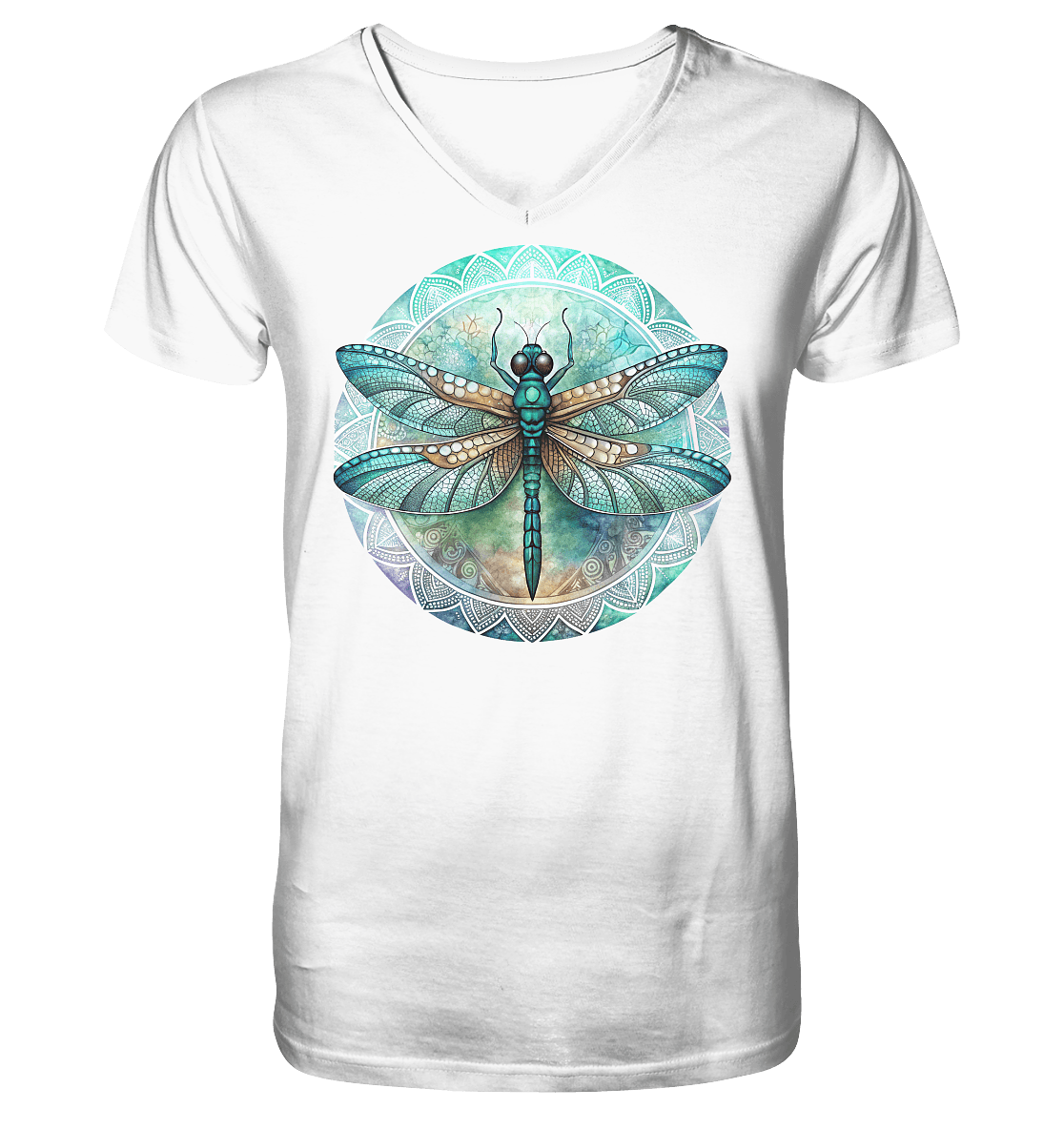 Libelle grün Mandala - Mens Organic V-Neck Shirt - ArtfulShenwyn