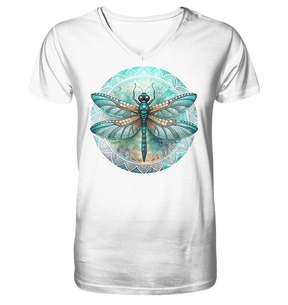 Libelle grün Mandala - Mens Organic V-Neck Shirt - ArtfulShenwyn