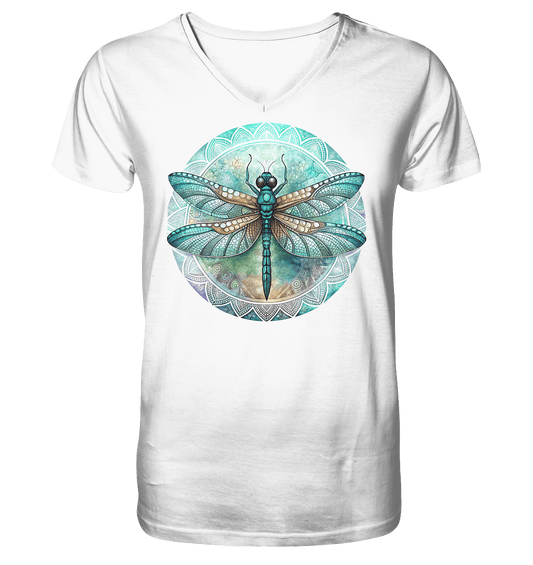 Libelle grün Mandala - Mens Organic V-Neck Shirt - ArtfulShenwyn