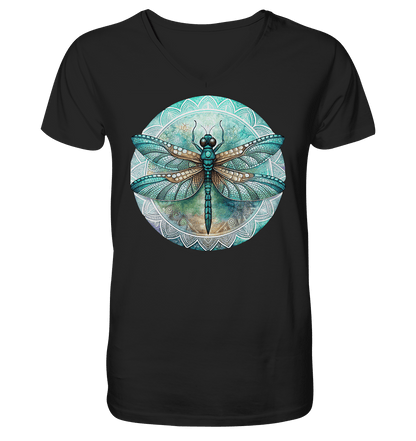 Libelle grün Mandala - Mens Organic V-Neck Shirt - ArtfulShenwyn