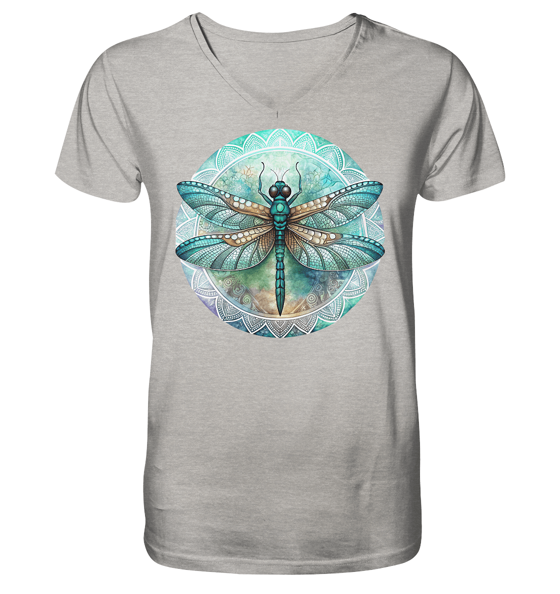 Libelle grün Mandala - Mens Organic V-Neck Shirt - ArtfulShenwyn