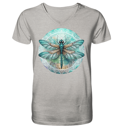 Libelle grün Mandala - Mens Organic V-Neck Shirt - ArtfulShenwyn