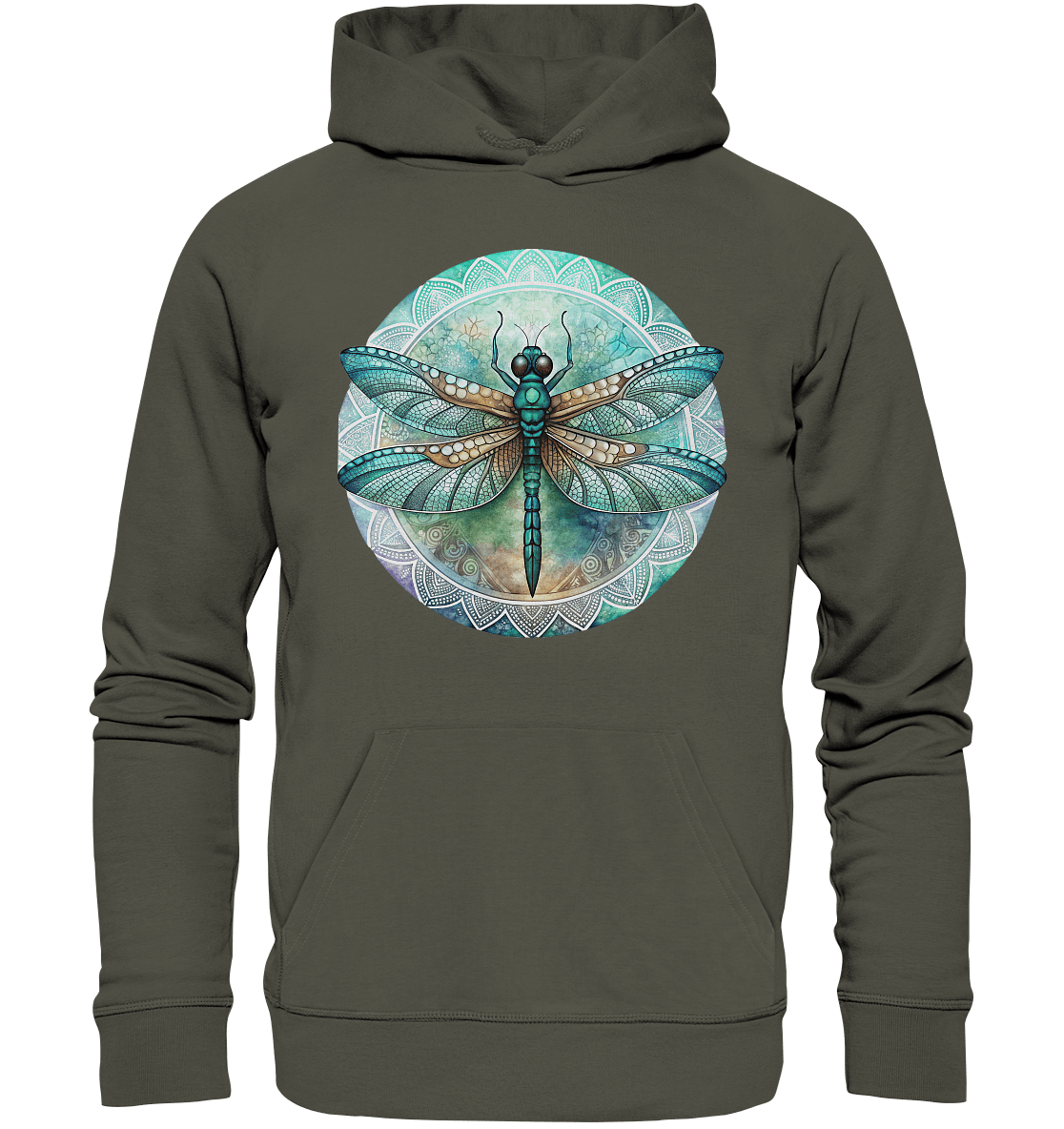 Libelle grün Mandala - Organic Basic Hoodie - ArtfulShenwyn