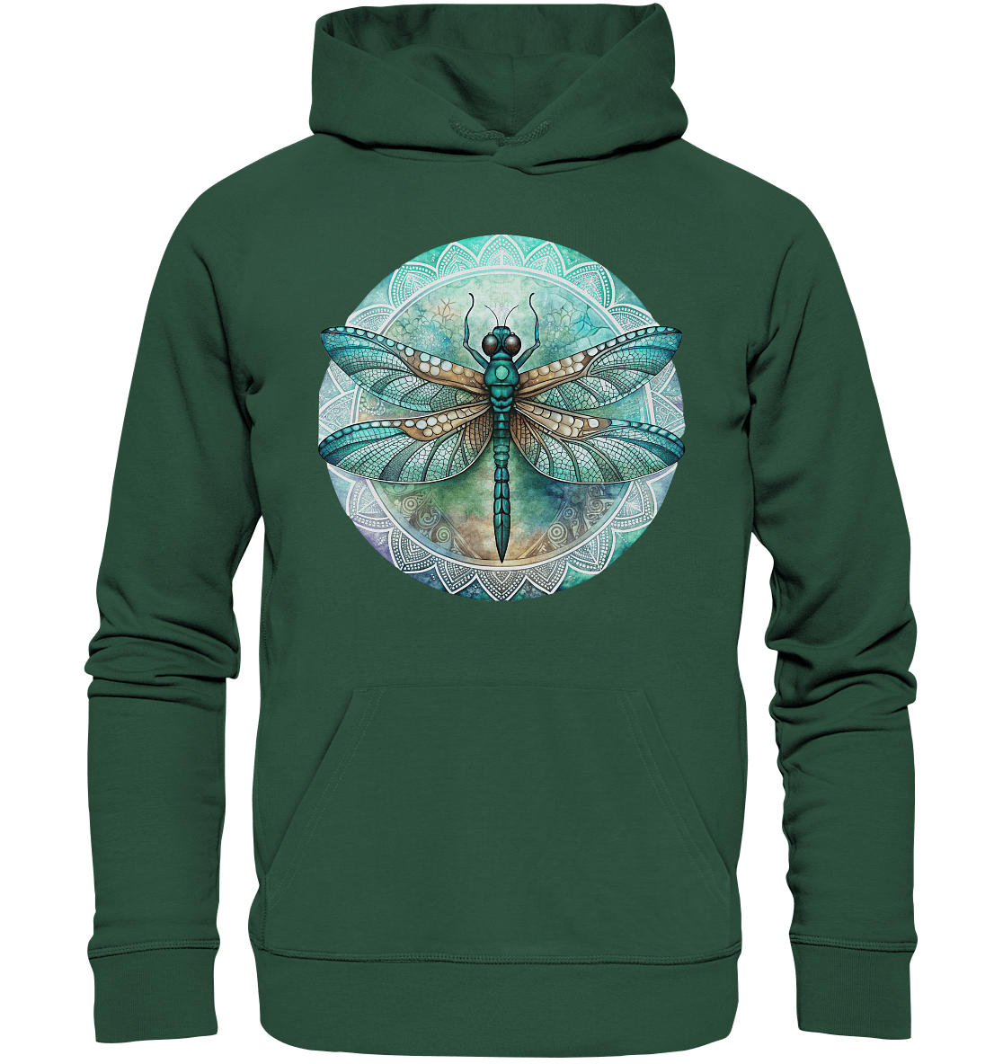 Libelle grün Mandala - Organic Basic Hoodie - ArtfulShenwyn