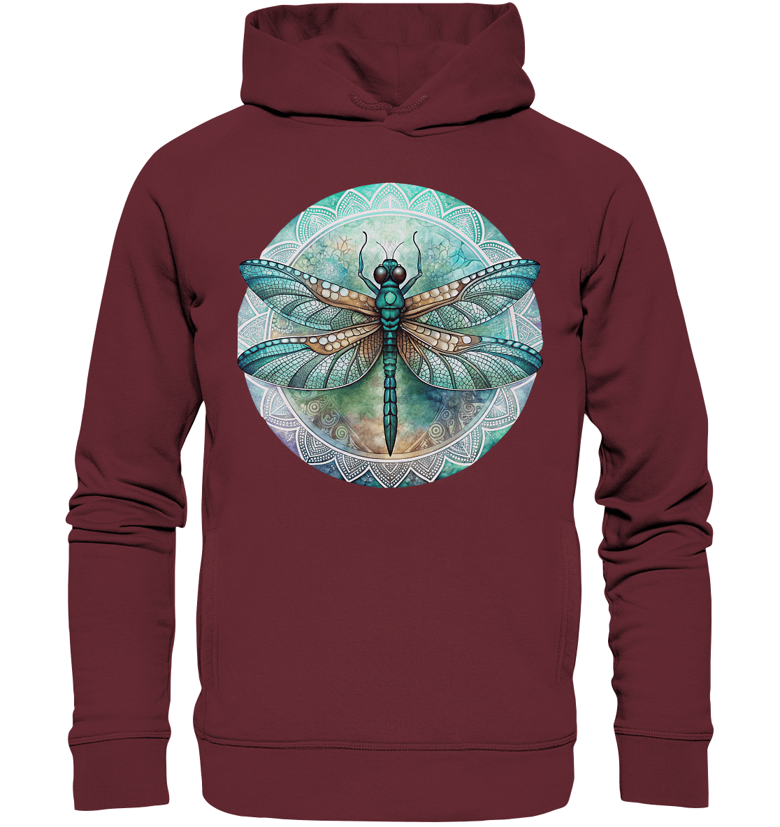 Libelle grün Mandala - Organic Fashion Hoodie - ArtfulShenwyn