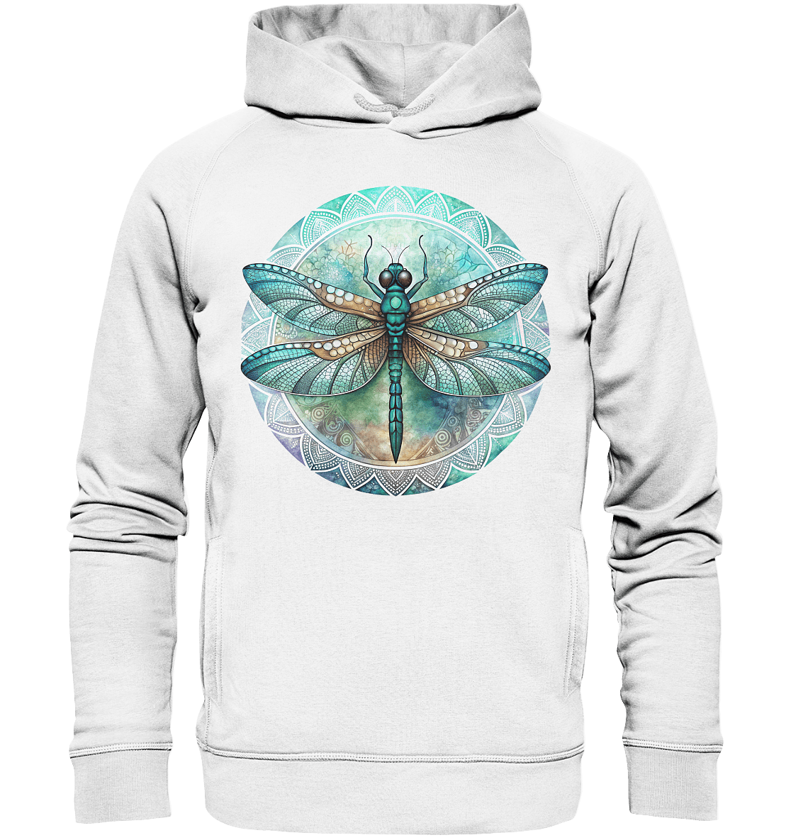 Libelle grün Mandala - Organic Fashion Hoodie - ArtfulShenwyn