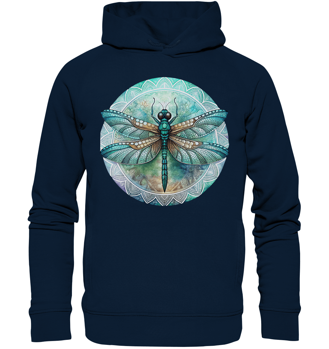 Libelle grün Mandala - Organic Fashion Hoodie - ArtfulShenwyn