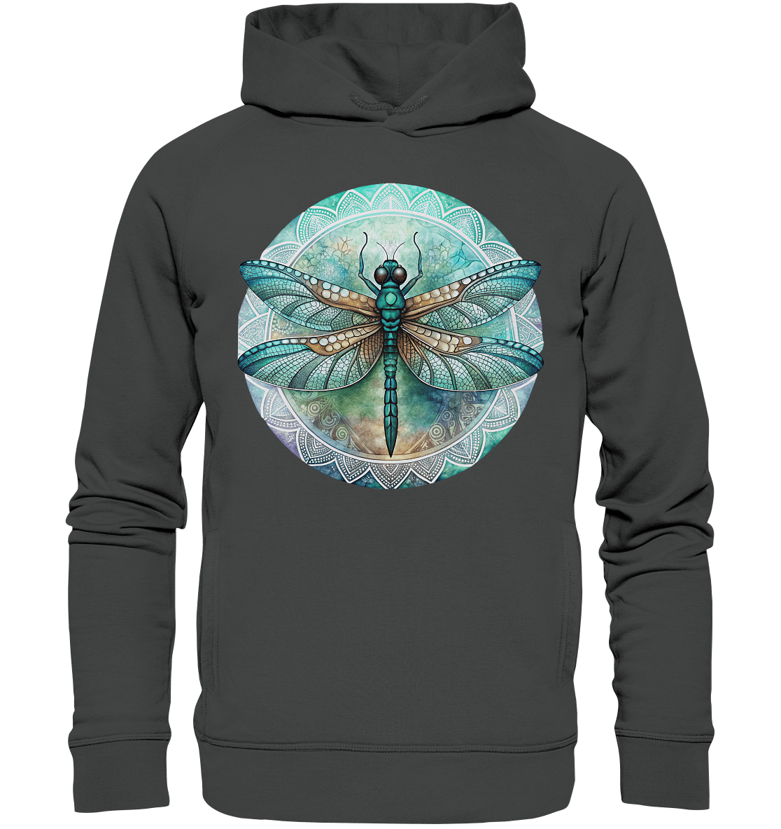 Libelle grün Mandala - Organic Fashion Hoodie - ArtfulShenwyn