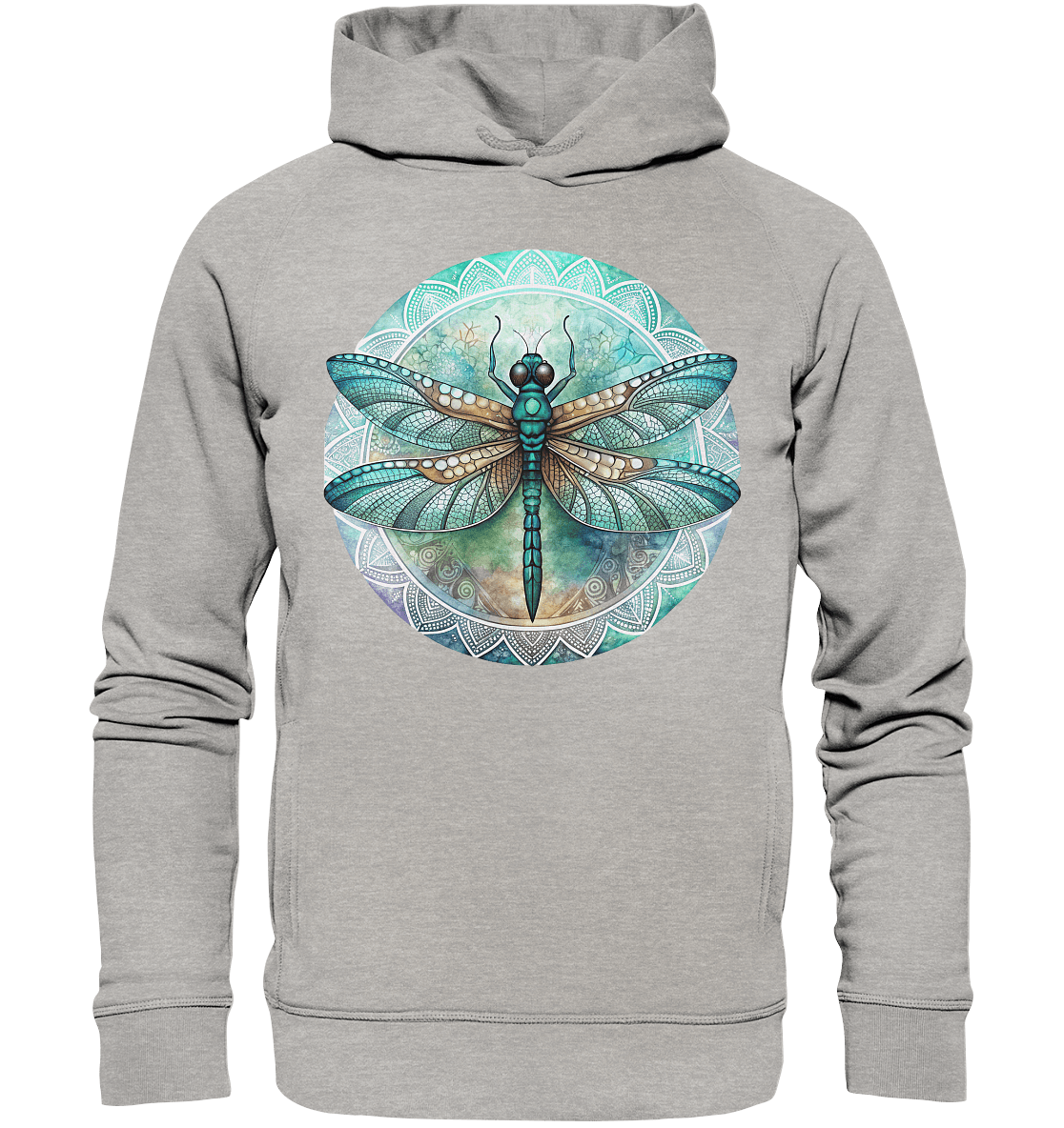 Libelle grün Mandala - Organic Fashion Hoodie - ArtfulShenwyn