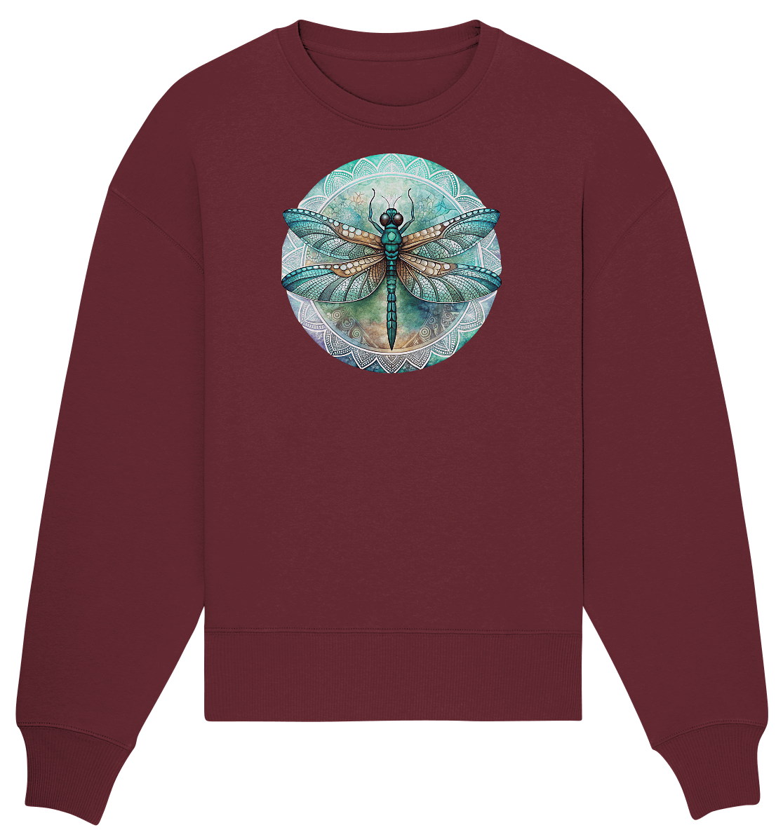 Libelle grün Mandala - Organic Oversize Sweatshirt - ArtfulShenwyn