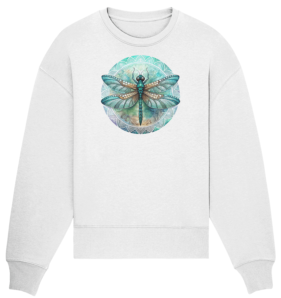 Libelle grün Mandala - Organic Oversize Sweatshirt - ArtfulShenwyn