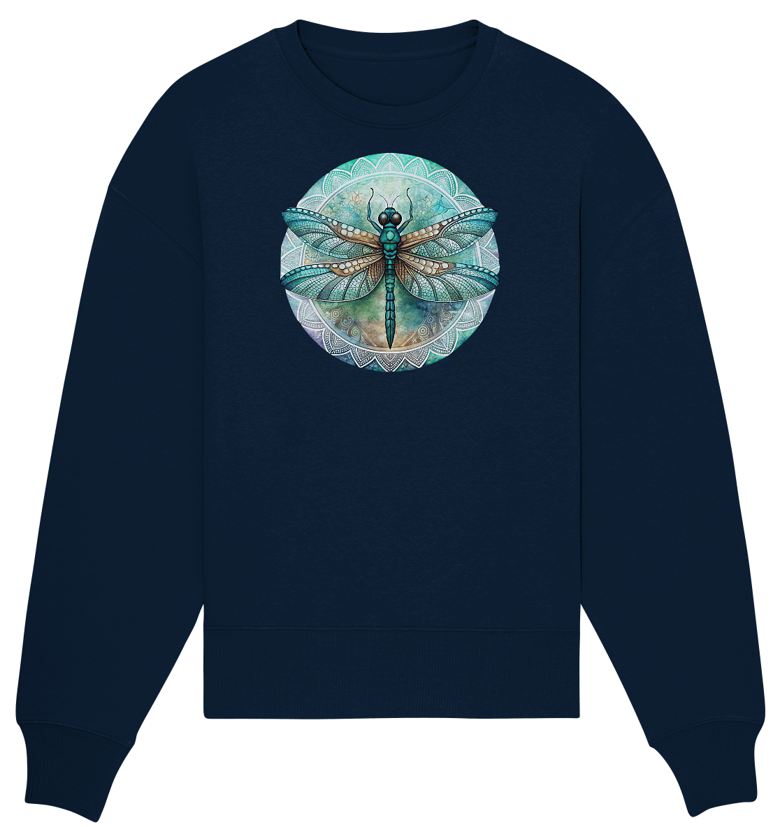 Libelle grün Mandala - Organic Oversize Sweatshirt - ArtfulShenwyn