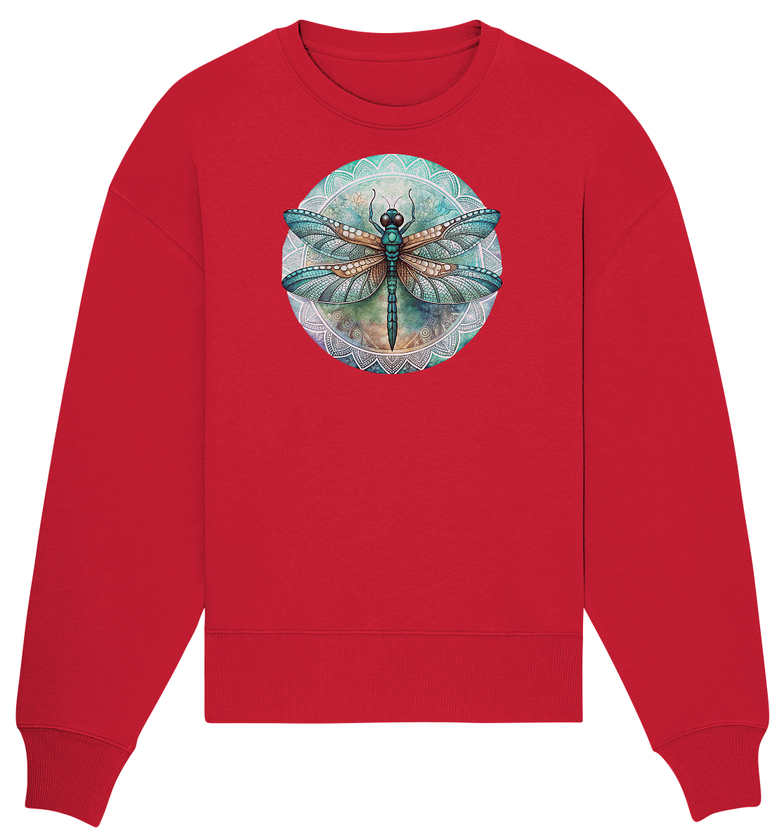 Libelle grün Mandala - Organic Oversize Sweatshirt - ArtfulShenwyn