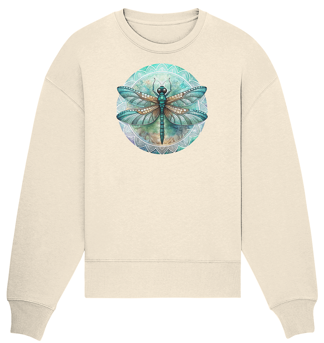 Libelle grün Mandala - Organic Oversize Sweatshirt - ArtfulShenwyn