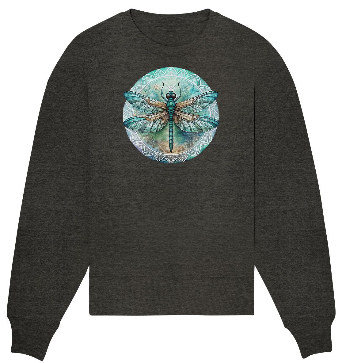 Libelle grün Mandala - Organic Oversize Sweatshirt - ArtfulShenwyn