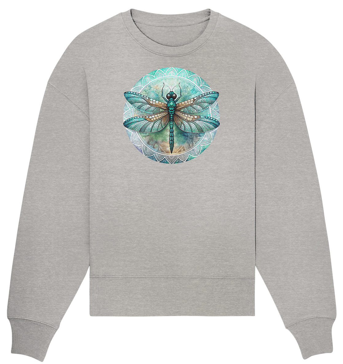 Libelle grün Mandala - Organic Oversize Sweatshirt - ArtfulShenwyn