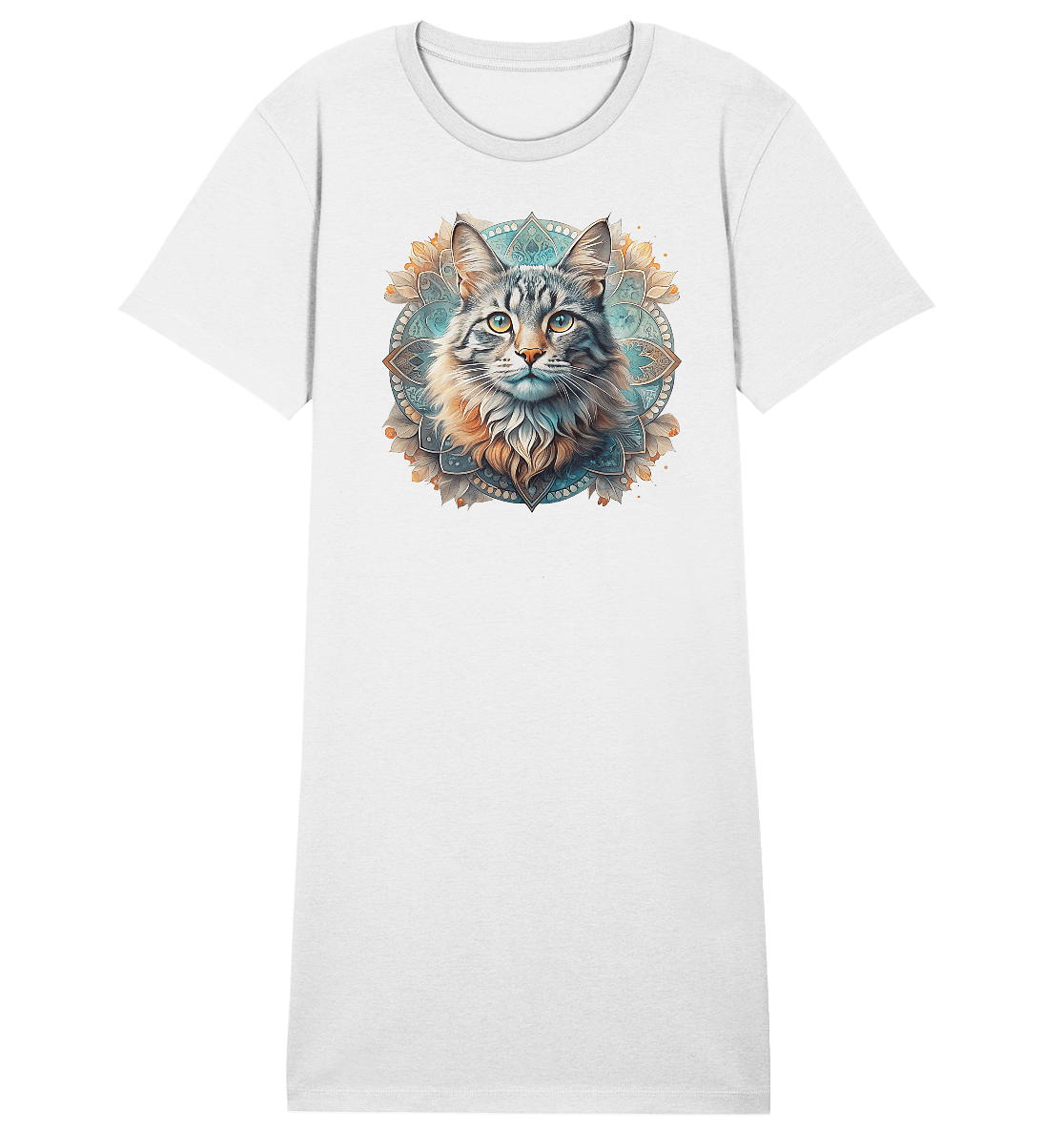 Mystic Cat - Ladies Organic Shirt Dress - ArtfulShenwyn