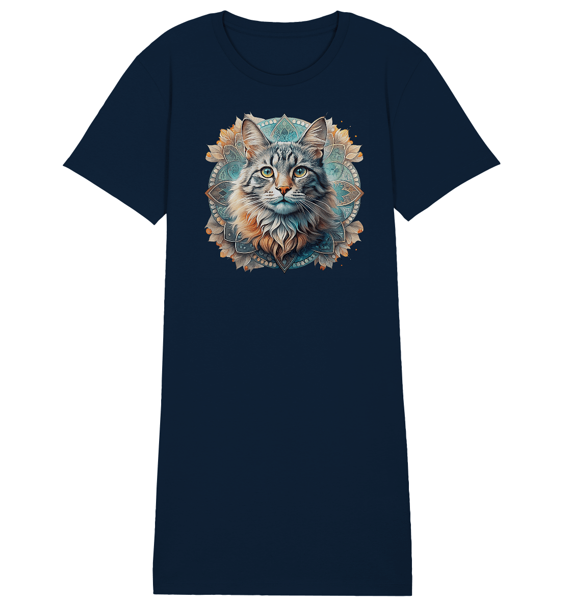 Mystic Cat - Ladies Organic Shirt Dress - ArtfulShenwyn