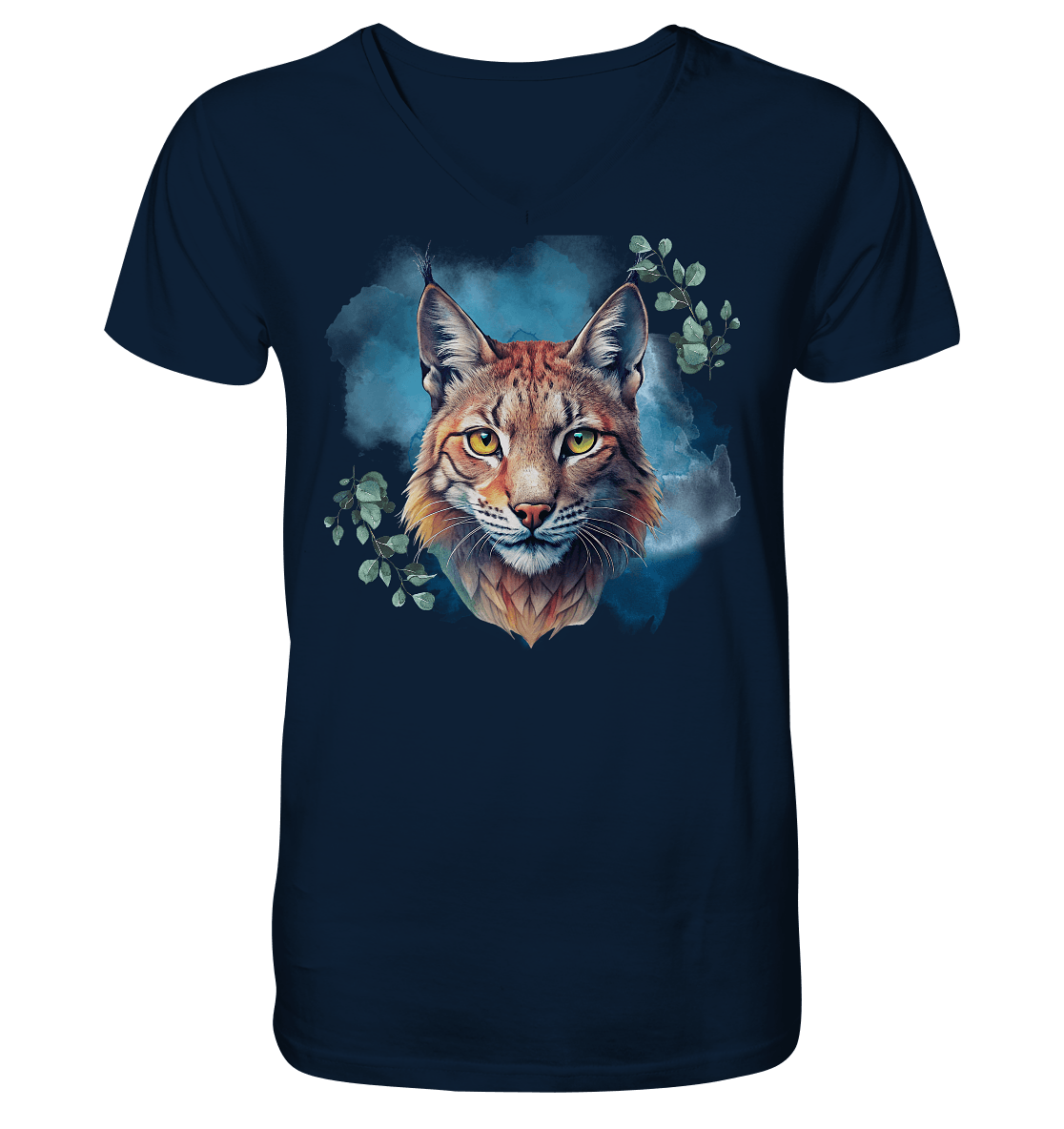 Mystic Lynx - Mens Organic V-Neck Shirt - ArtfulShenwyn