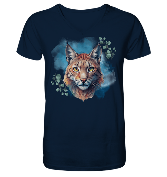 Mystic Lynx - Mens Organic V-Neck Shirt - ArtfulShenwyn