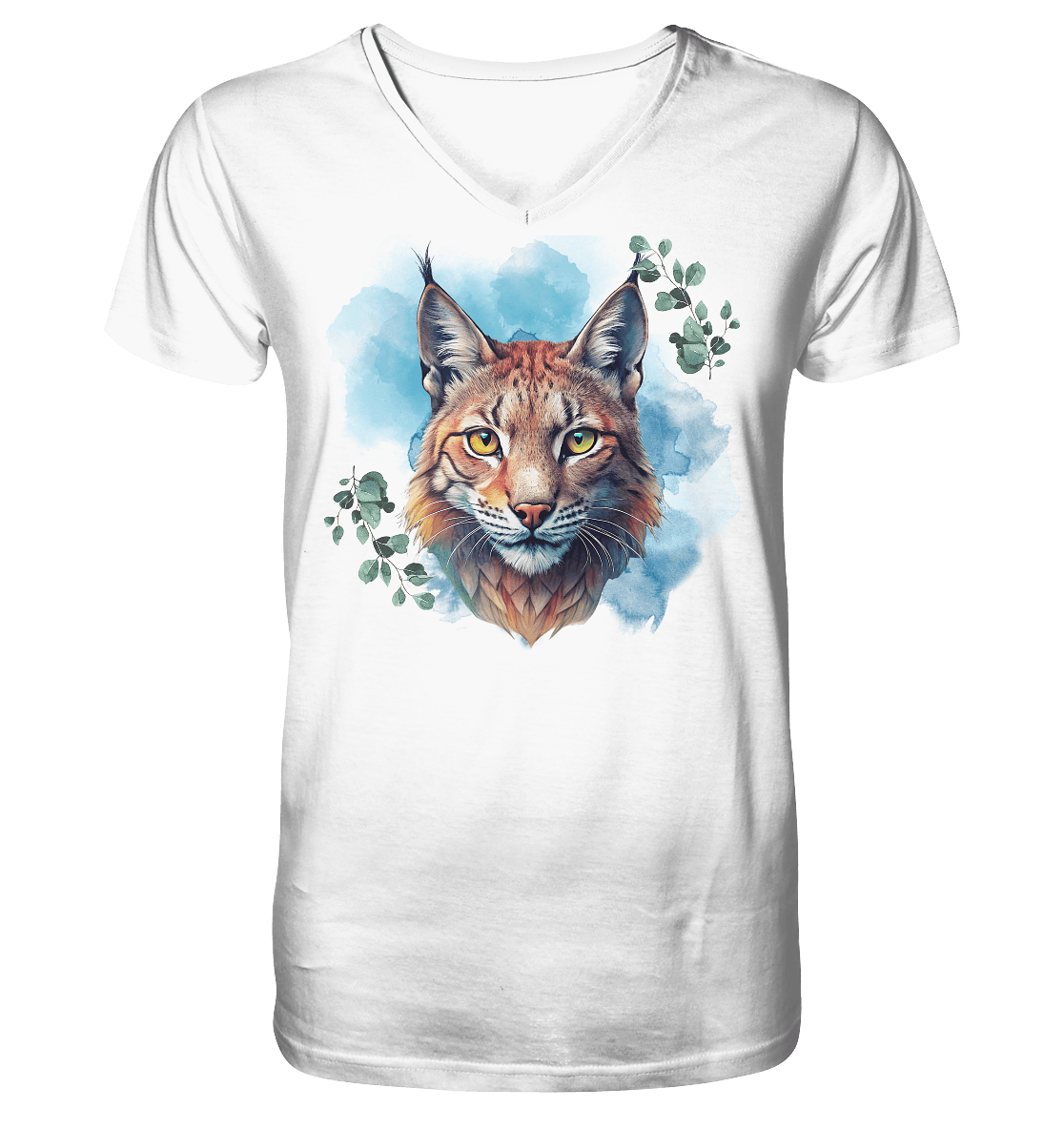 Mystic Lynx - Mens Organic V-Neck Shirt - ArtfulShenwyn