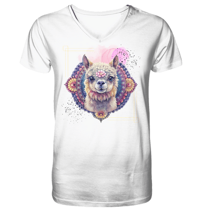 Pink Alpaka Mandala - Mens Organic V-Neck Shirt - ArtfulShenwyn