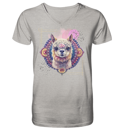 Pink Alpaka Mandala - Mens Organic V-Neck Shirt - ArtfulShenwyn