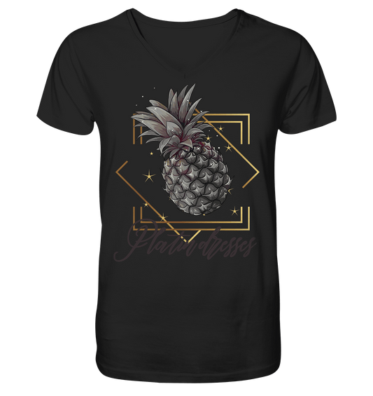 Platin Ananas - Mens Organic V-Neck Shirt - ArtfulShenwyn