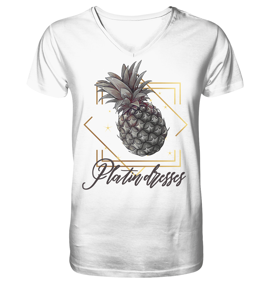 Platin Ananas - Mens Organic V-Neck Shirt - ArtfulShenwyn