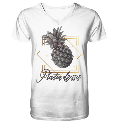 Platin Ananas - Mens Organic V-Neck Shirt - ArtfulShenwyn