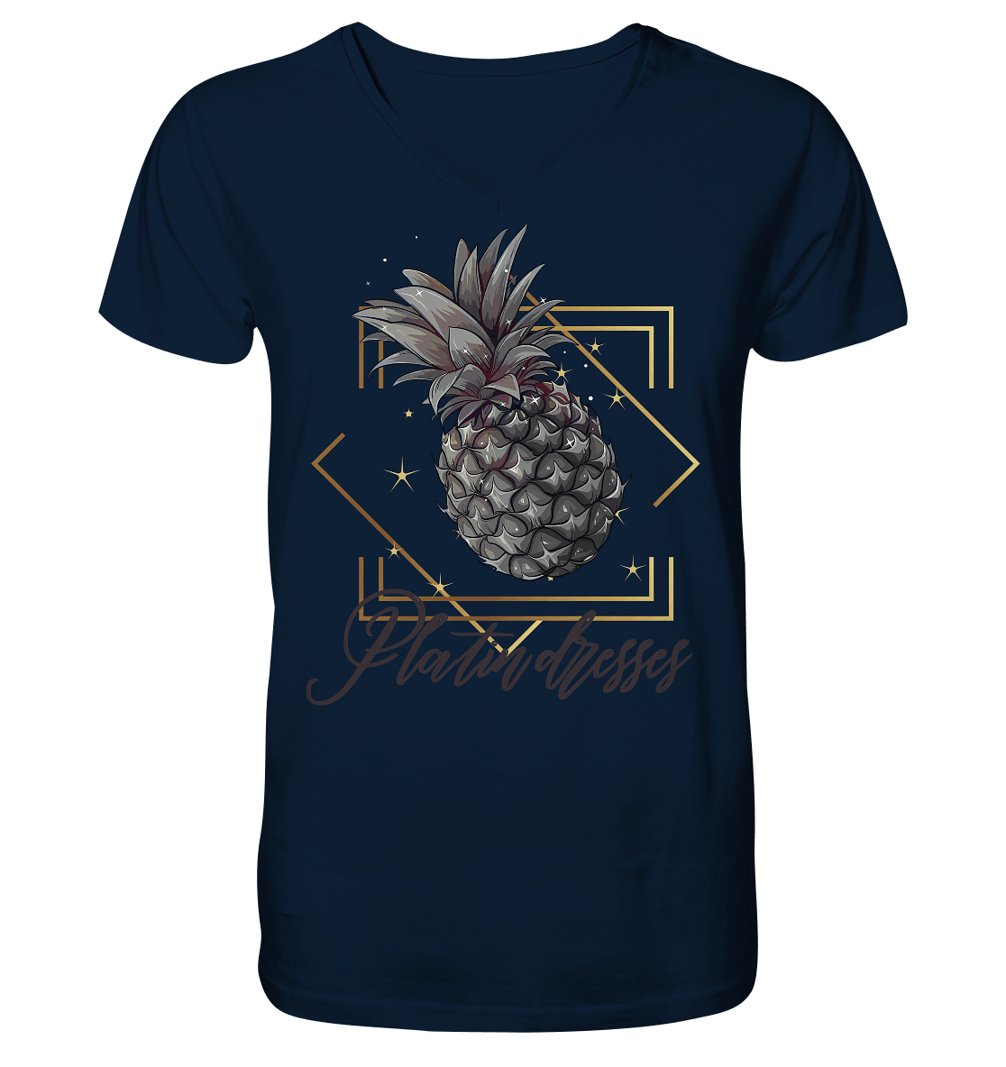 Platin Ananas - Mens Organic V-Neck Shirt - ArtfulShenwyn