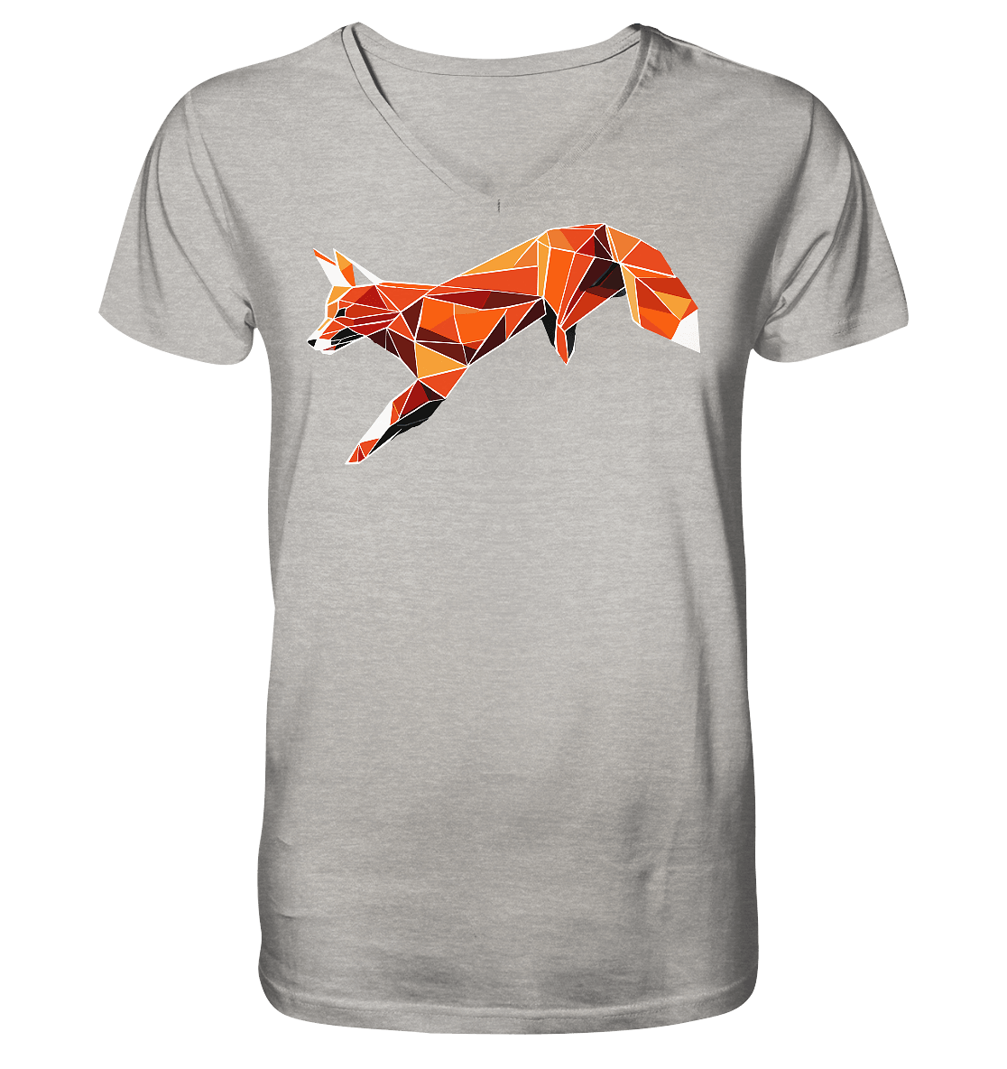 springender Fuchs - Mens Organic V-Neck Shirt - ArtfulShenwyn