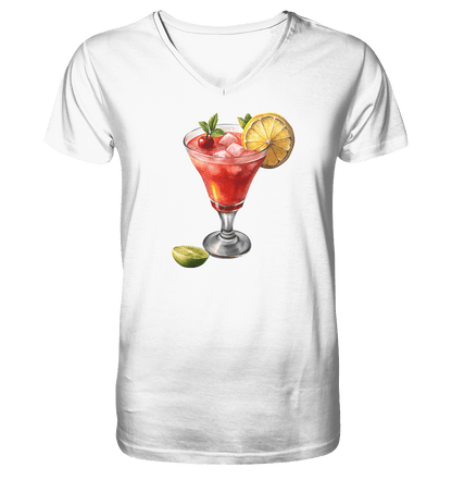 Summer Drink - Mens Organic V-Neck Shirt - ArtfulShenwyn