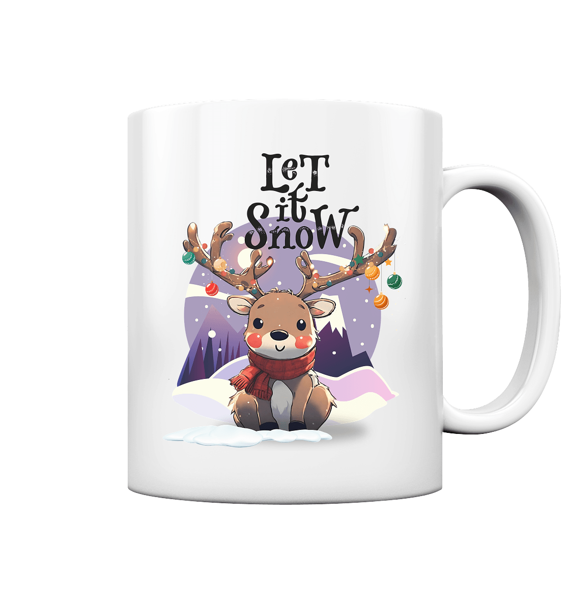 Weiße Tasse mit Rentier "Let it snow" - ArtfulShenwyn