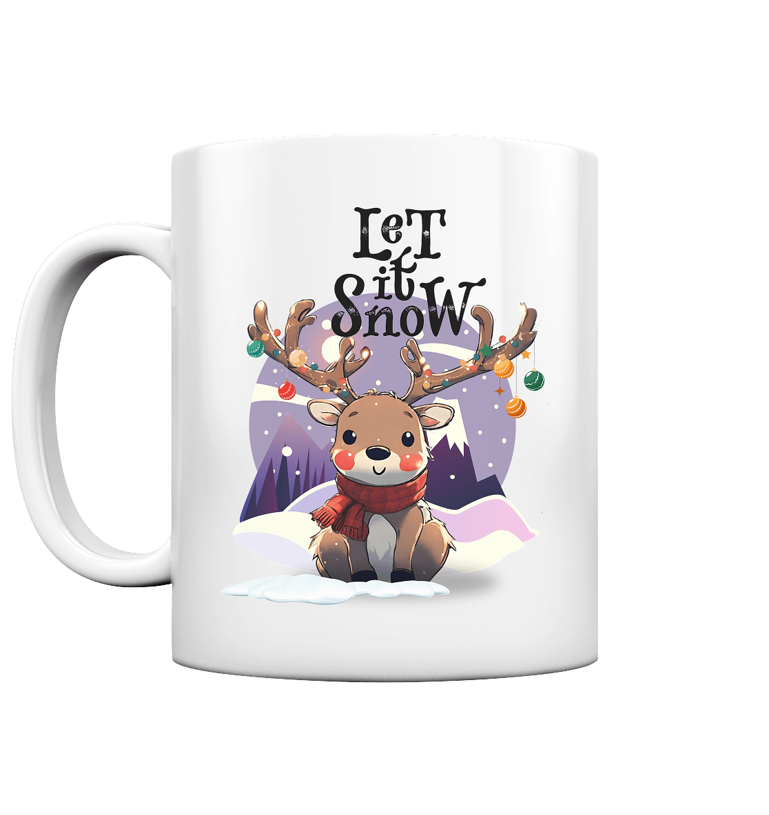 Weiße Tasse mit Rentier "Let it snow" - ArtfulShenwyn