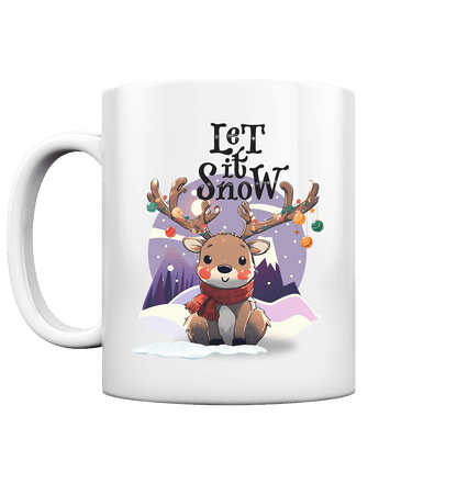 Weiße Tasse mit Rentier "Let it snow" - ArtfulShenwyn