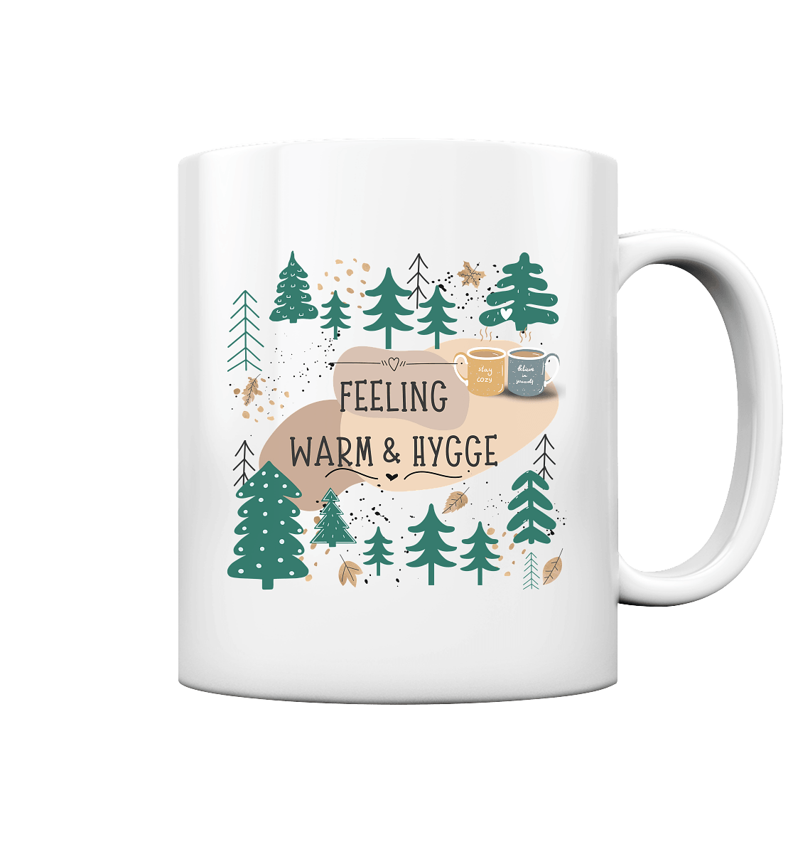 Weiße Tasse mit Waldmotiv Hygge - ArtfulShenwyn