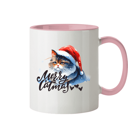 Zweifarbige Tasse, Merry Catmas - ArtfulShenwyn