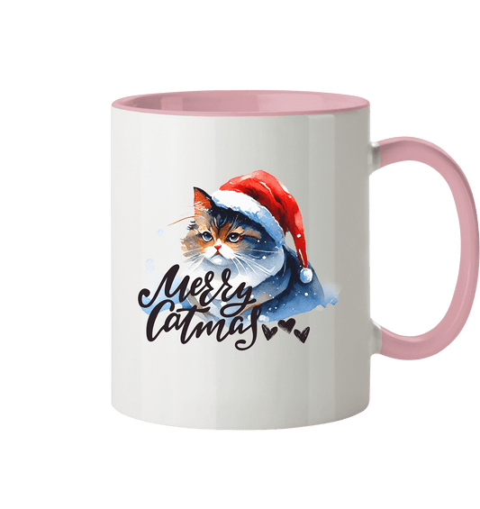 Zweifarbige Tasse, Merry Catmas - ArtfulShenwyn