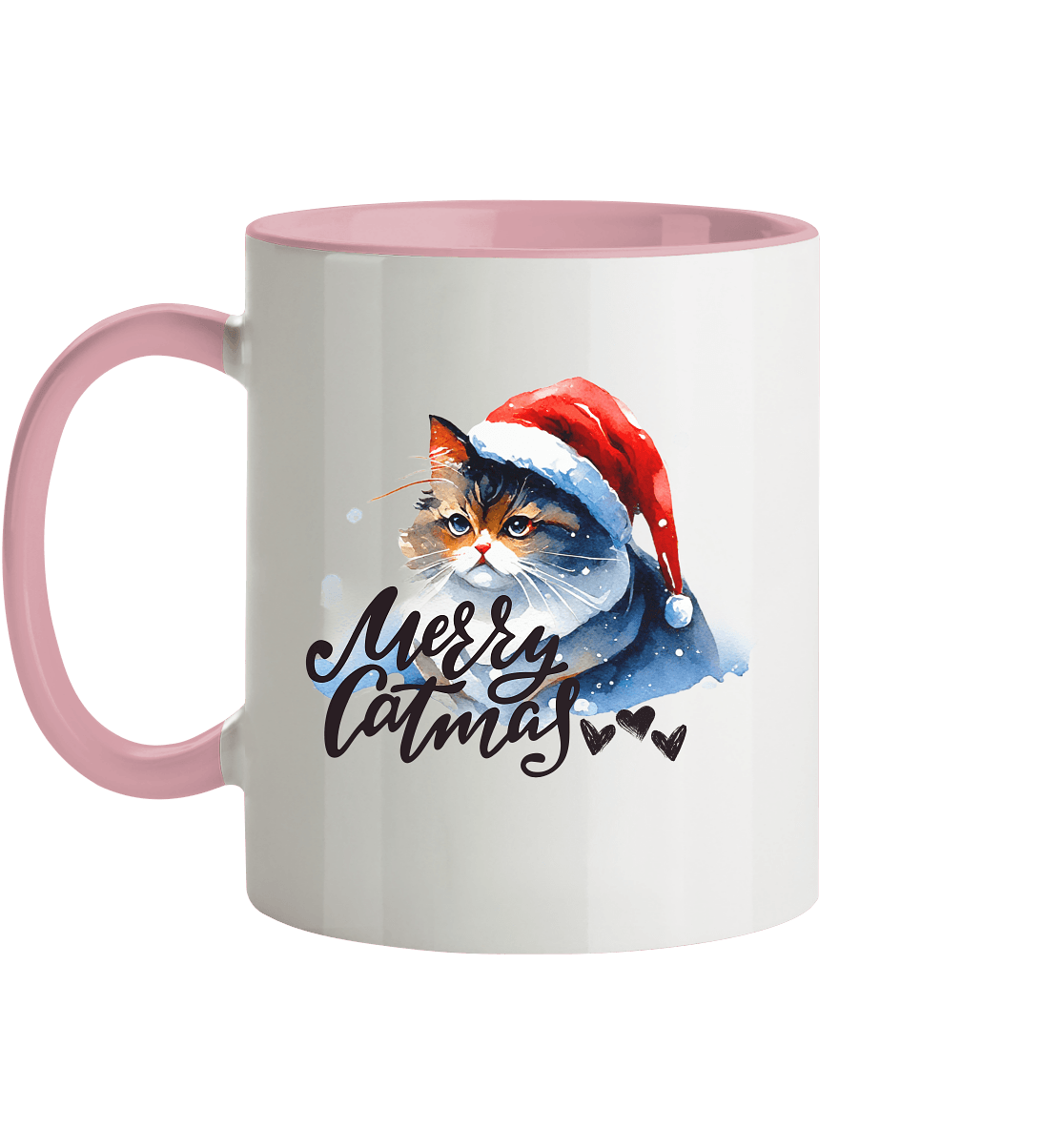 Zweifarbige Tasse, Merry Catmas - ArtfulShenwyn