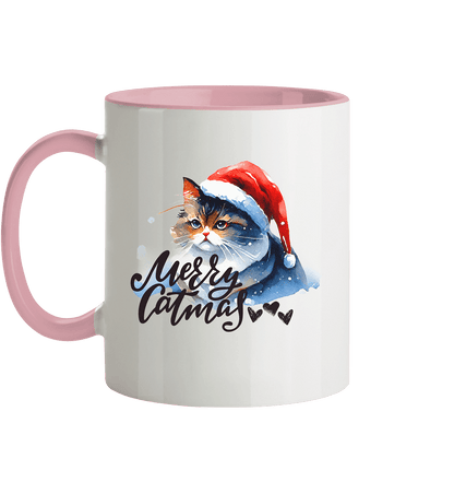 Zweifarbige Tasse, Merry Catmas - ArtfulShenwyn