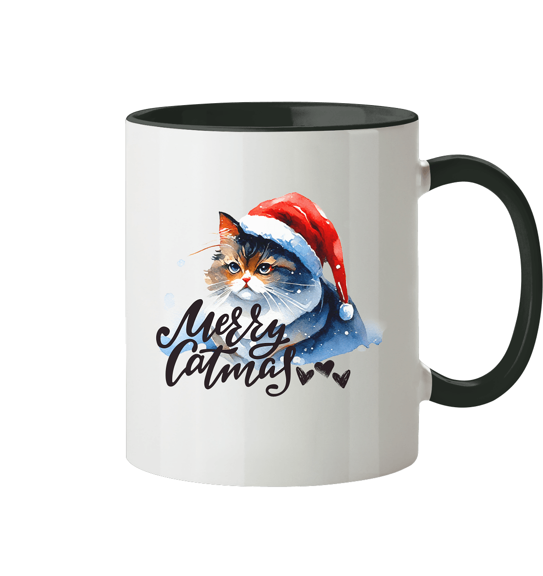 Zweifarbige Tasse, Merry Catmas - ArtfulShenwyn