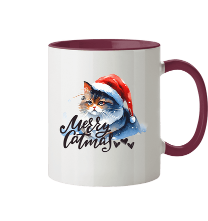 Zweifarbige Tasse, Merry Catmas - ArtfulShenwyn