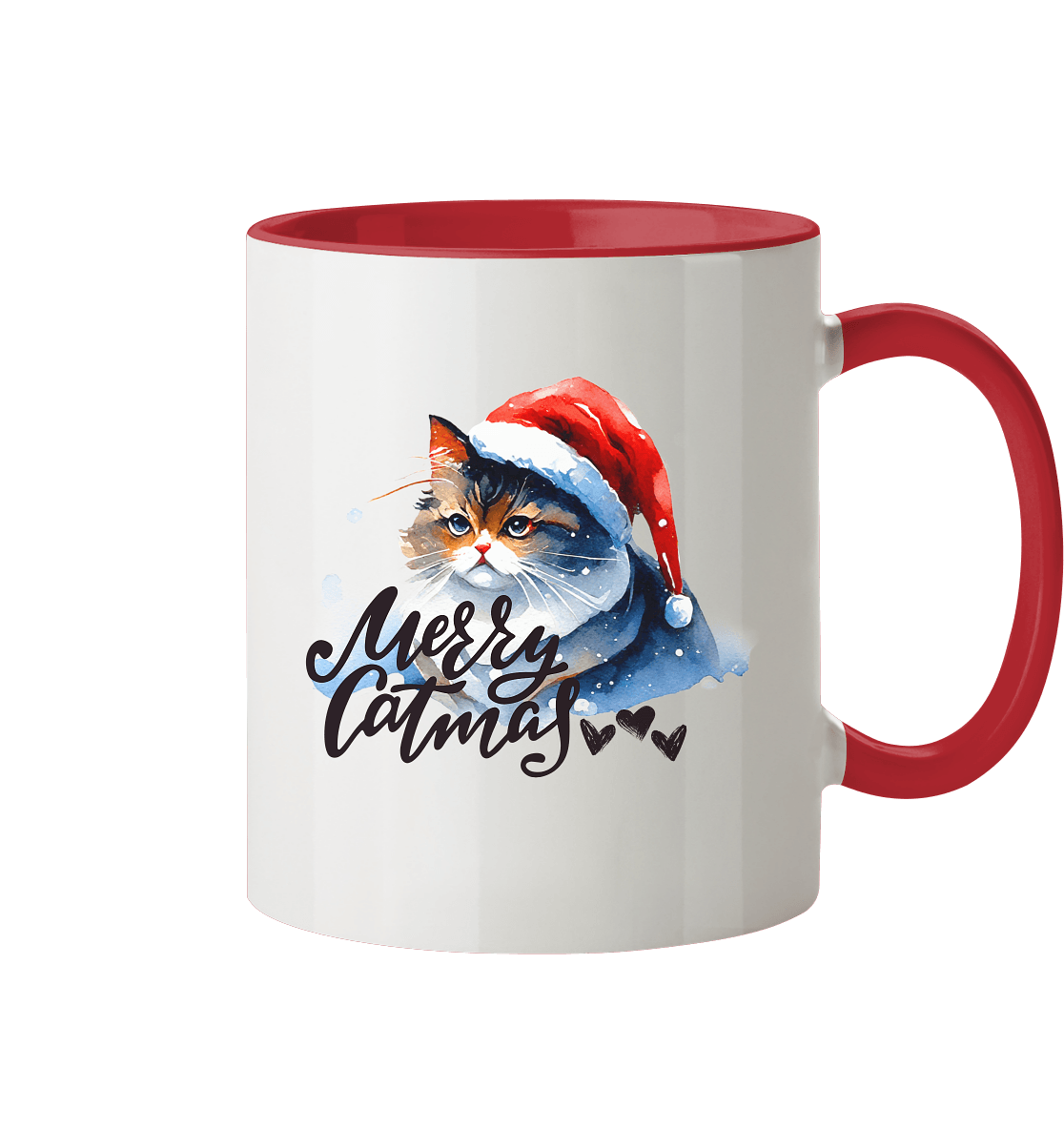 Zweifarbige Tasse, Merry Catmas - ArtfulShenwyn