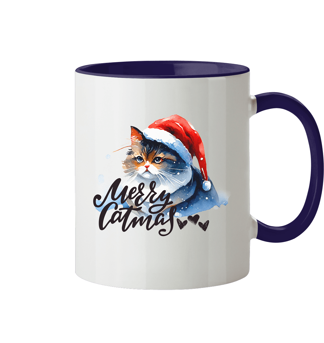 Zweifarbige Tasse, Merry Catmas - ArtfulShenwyn