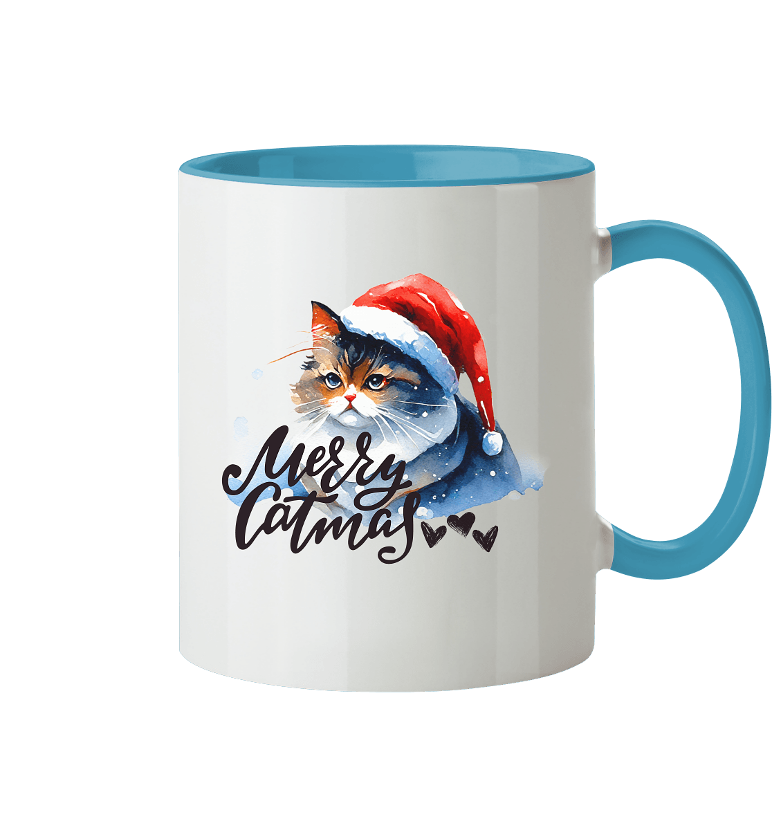 Zweifarbige Tasse, Merry Catmas - ArtfulShenwyn