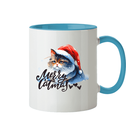 Zweifarbige Tasse, Merry Catmas - ArtfulShenwyn