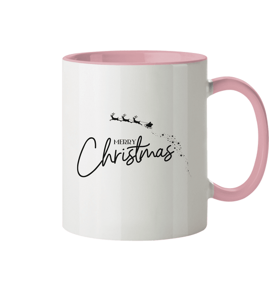 Zweifarbige Tasse, Merry Christmas Schlitten und Sterne - ArtfulShenwyn